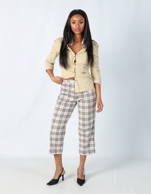 Vintage Burberry 8 woven trousers in beige