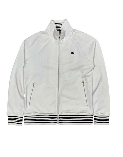 Vintage Burberry Black Label Zip Up Fleece size m in white