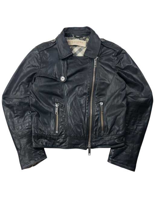Vintage Burberry Brit Cropped Leather Jacket Size M