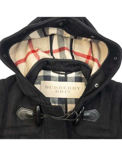 Vintage Burberry Brit Nova Check Lined Wool Duffle Jacket Size XS, 4 of 4