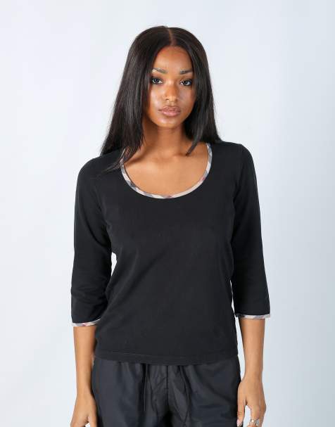 Vintage Burberry L long sleeve top in black - view 1