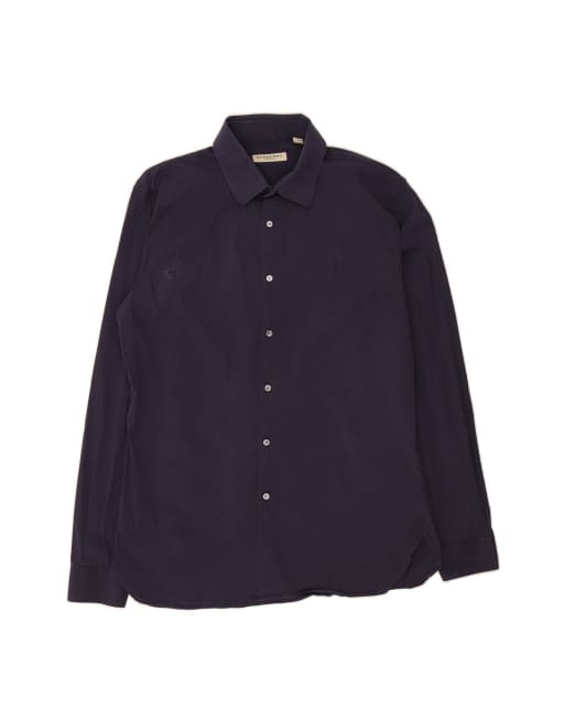 Vintage Burberry London Slim Shirt Size 16 1/2 42 Large In Blue