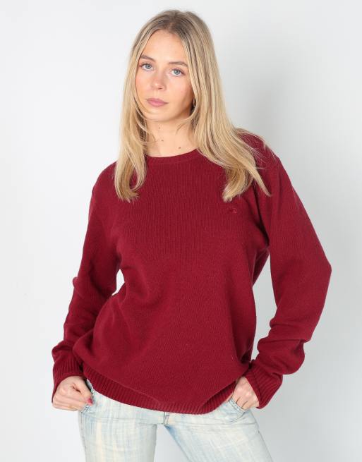 Vintage Burberry M knitted jumper in burgundy red