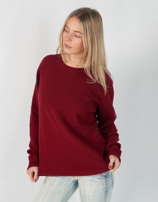 Vintage Burberry M knitted jumper in burgundy red, 3 of 4