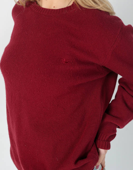 Vintage Burberry M knitted jumper in burgundy red, 4 of 4