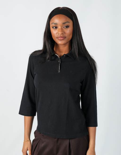 Vintage Burberry M long sleeve top in black