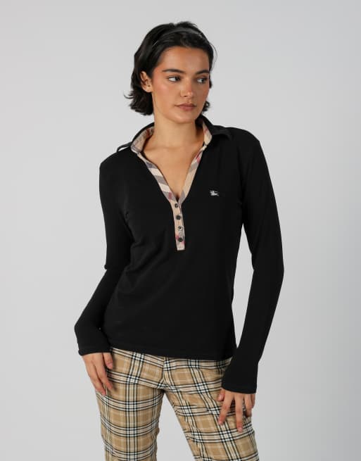 Vintage Burberry M long sleeve top in black, 1 of 4