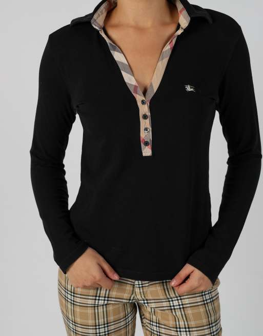 Vintage Burberry M long sleeve top in black, 4 of 4
