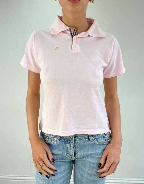 Vintage burberry polo shirt in baby pink - view 1