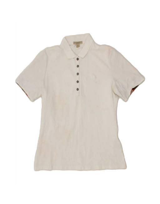 Vintage Burberry Polo Shirt UK 12 Medium In White