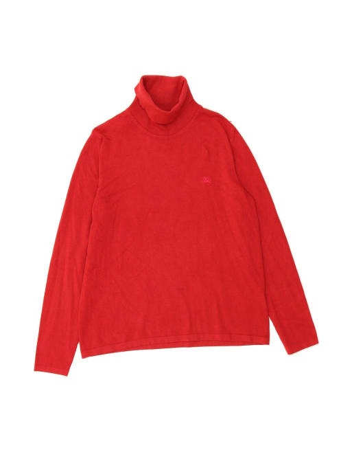 Vintage Burberry Roll Neck Jumper Sweater It 48 XL In Red
