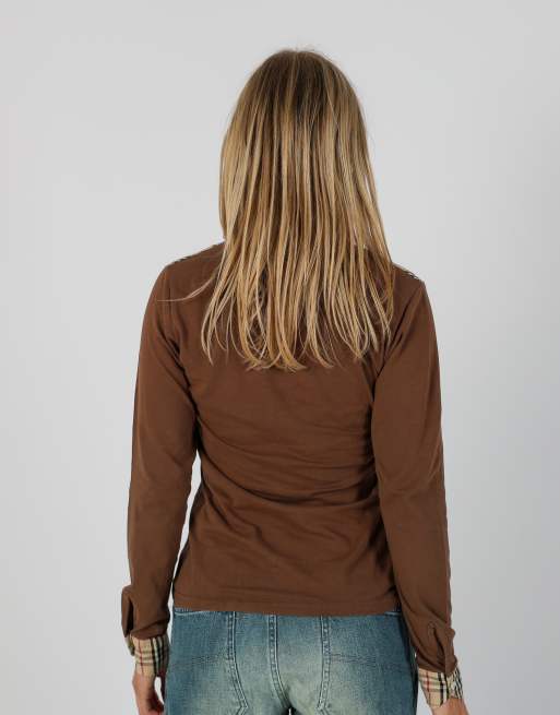Vintage Burberry S long sleeve top in brown, 2 of 4
