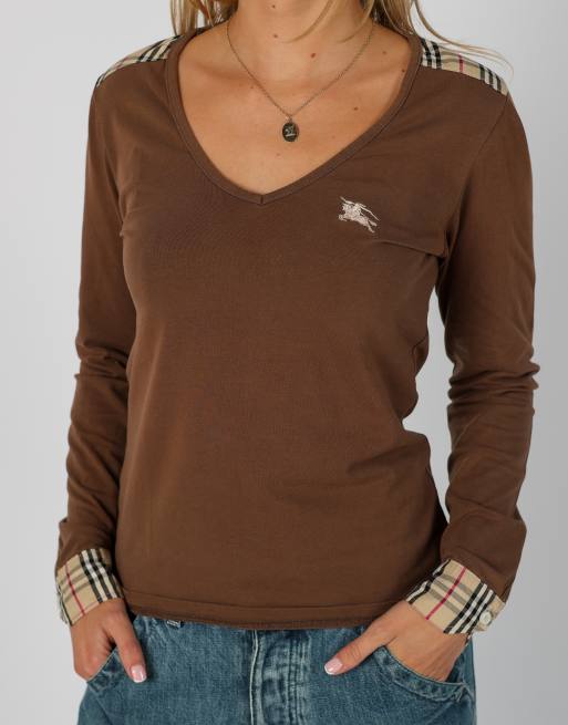 Vintage Burberry S long sleeve top in brown, 4 of 4