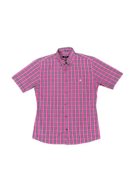 Vintage Burberry Short Sleeve Button-up Shirt in Pink - view 1
