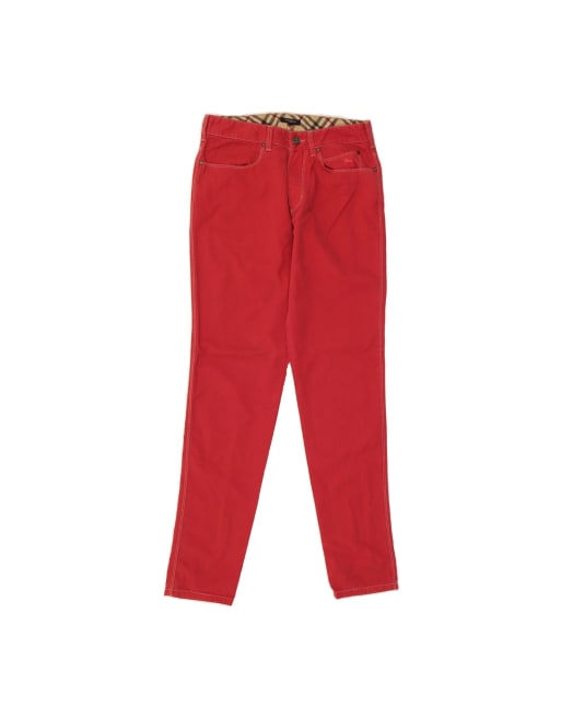 Vintage Burberry Slim Casual Trousers It 46 Large W30 L34 In Red