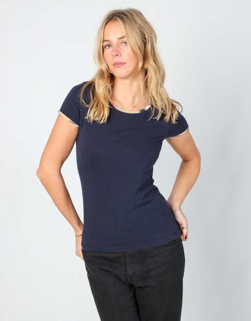Vintage Burberry XS baby tee in navy blue