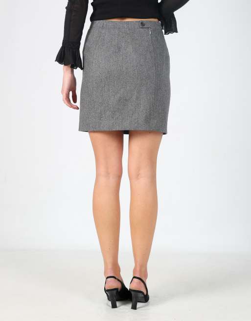 Vintage Burberry XS woven mini skirt in grey, 4 of 4