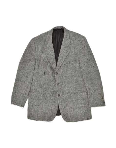 Vintage Burberrys 3 Button Blazer Jacket UK 42 XL In Grey Flecked Wool - view 1