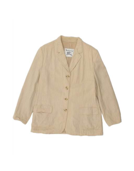 Vintage Burberrys 4 Button Blazer Jacket UK 16 Large In Beige New