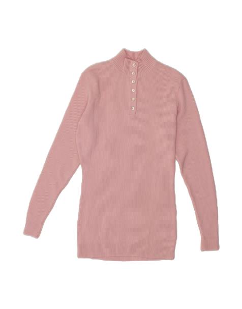 Vintage Button Neck Jumper Sweater UK 6 XS In Pink - view 1