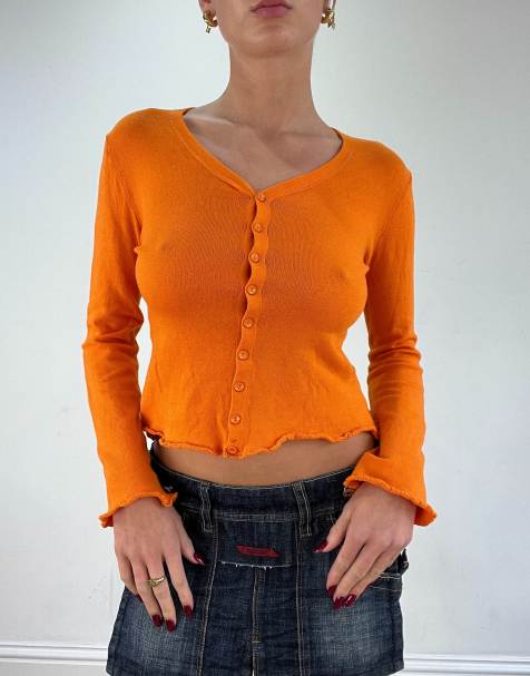 Vintage button up cardigan in orange - view 1