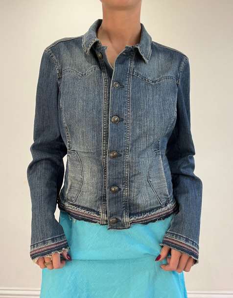 Vintage button up denim jacket in mid wash - view 1