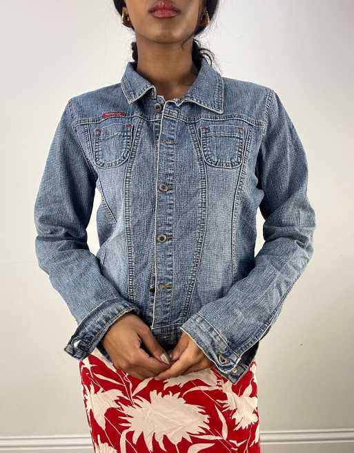 Vintage button up jacket in vintage blue wash