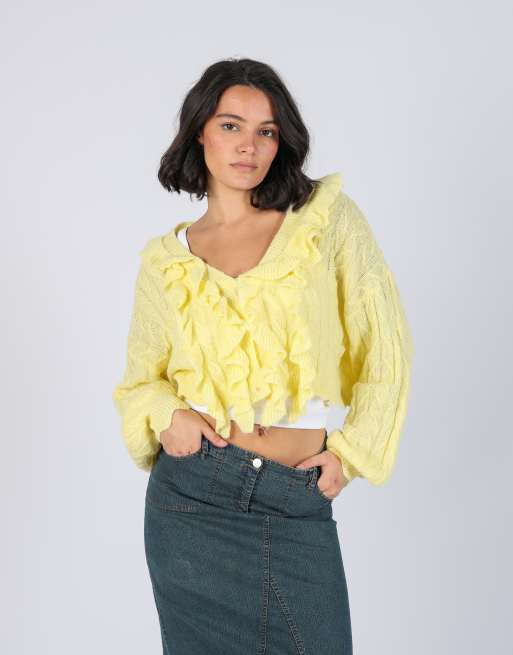 Vintage By clara M knitted jumper in yellow