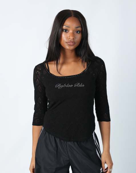 Vintage Byblos 6 long sleeve top in black - view 1