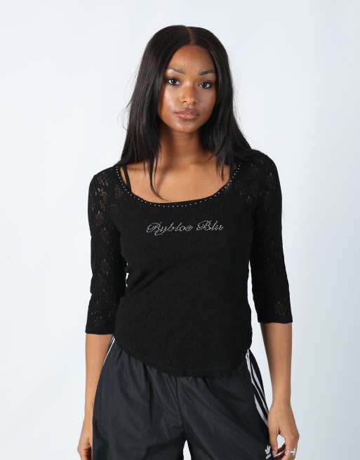 Vintage Byblos 6 long sleeve top in black