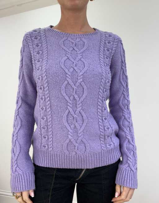 Vintage cable knit jumper in purple