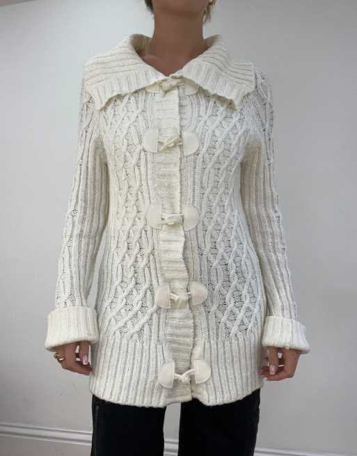 Vintage cable knit jumper in white