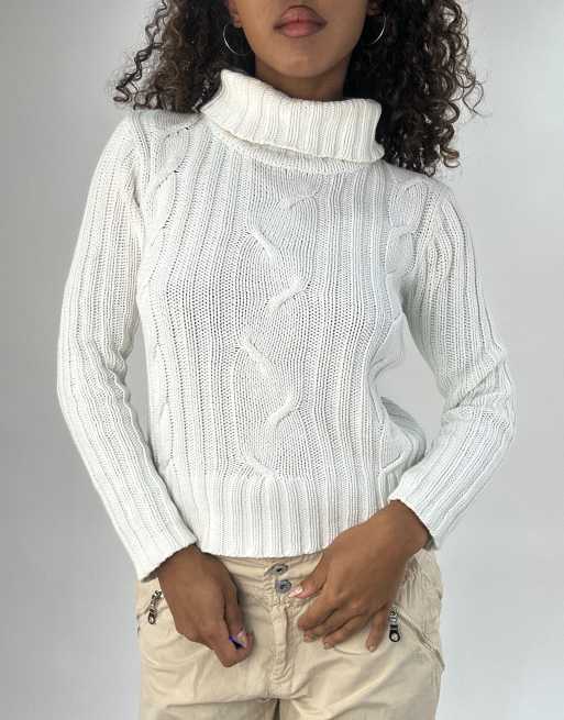 Vintage cable knit jumper in white