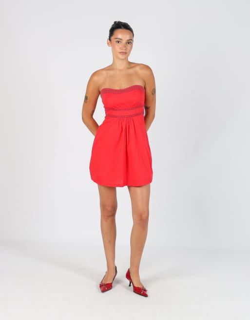 Vintage cache cache XS woven mini dress in red