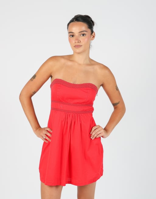 Vintage cache cache XS woven mini dress in red, 2 of 4