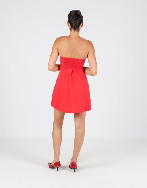 Vintage cache cache XS woven mini dress in red, 3 of 4