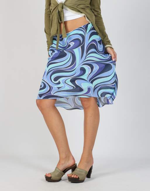 Vintage Calcuel XS woven midi skirt in blue, 2 of 4