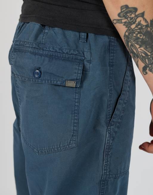 Vintage Calvin Klein 34x21 canvas cargo shorts in navy blue, 4 of 4