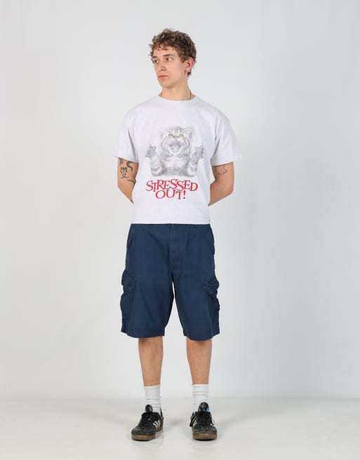 Vintage Calvin Klein 34x22 canvas cargo shorts in navy blue, 2 of 6
