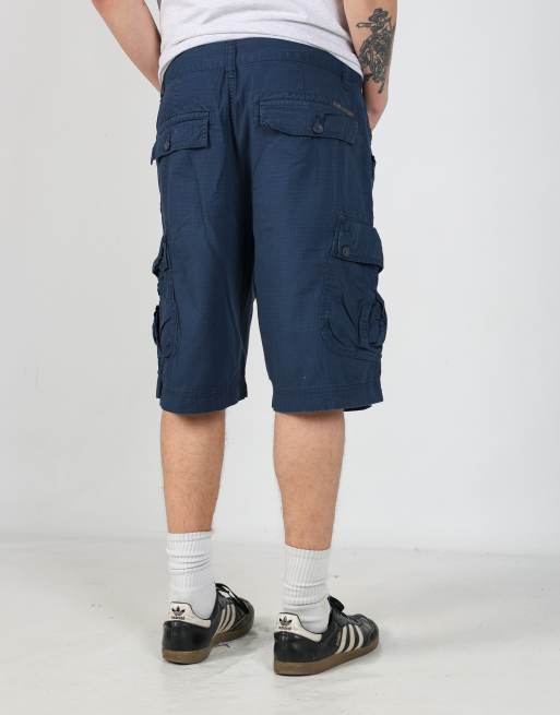 Vintage Calvin Klein 34x22 canvas cargo shorts in navy blue, 5 of 6