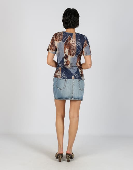 Vintage Calvin Klein M denim mini skirt in blue, 3 of 4
