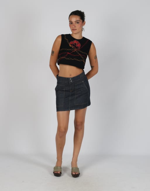 Vintage Calvin Klein S denim mini skirt in navy blue