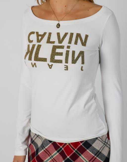 Vintage Calvin Klein S long sleeve top in ivory, 4 of 4