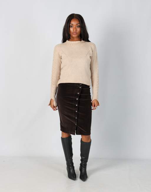 Vintage Calvin Klein S woven midi skirt in brown