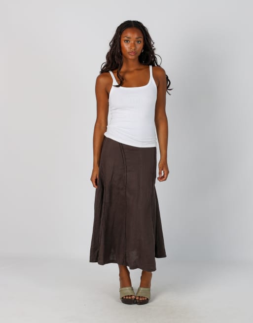 Vintage Calvin Klein XS woven maxi skirt in brown, 1 of 4
