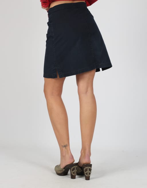 Vintage Calvin Klein XS woven mini skirt in navy blue, 4 of 4