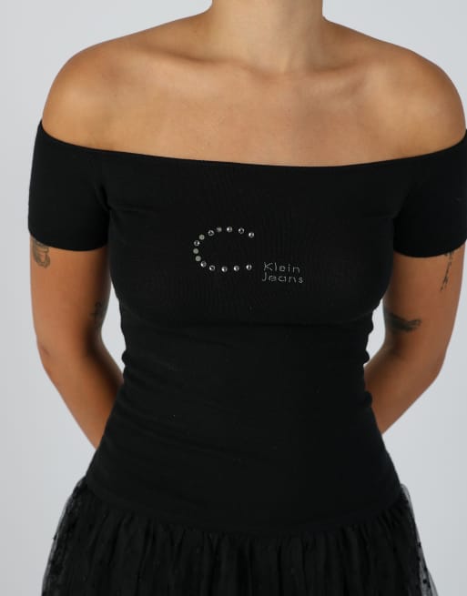 Vintage Calvin Klein XS woven top in black, 4 of 4