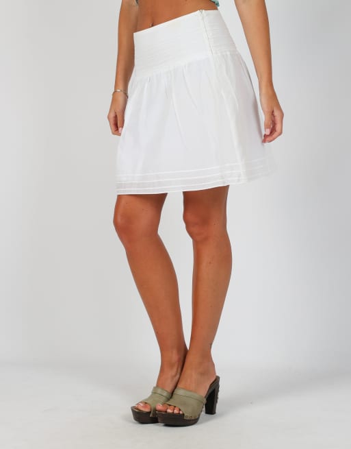 Vintage Camaieu XS woven midi skirt in white, 2 of 4