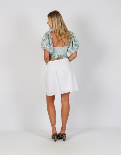 Vintage Camaieu XS woven midi skirt in white, 3 of 4