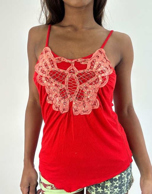 Vintage cami top in red, 3 of 4
